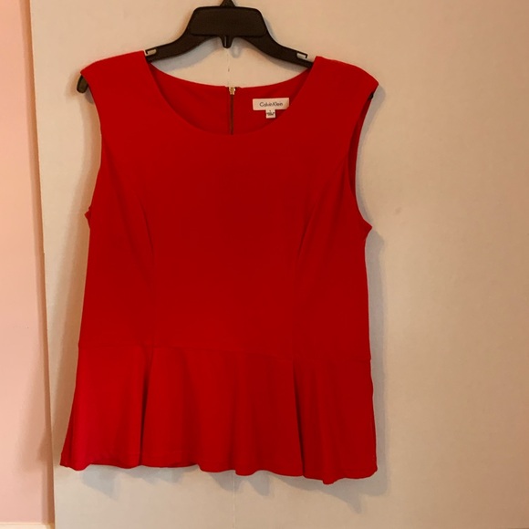 Calvin Klein Vibrant Red Peplum Blouse - Picture 1 of 6